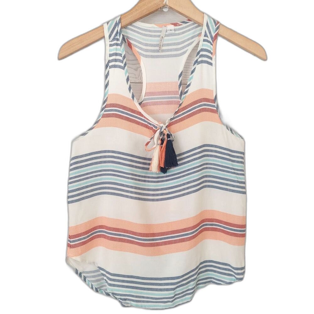 Ron Jon Tank Top Small Sleeveless Surfer Boho Tassels Racerback Beach